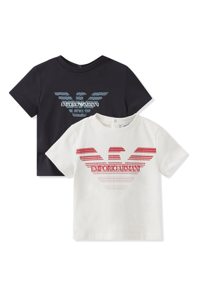 Logo Print T-Shirts, Set of 2